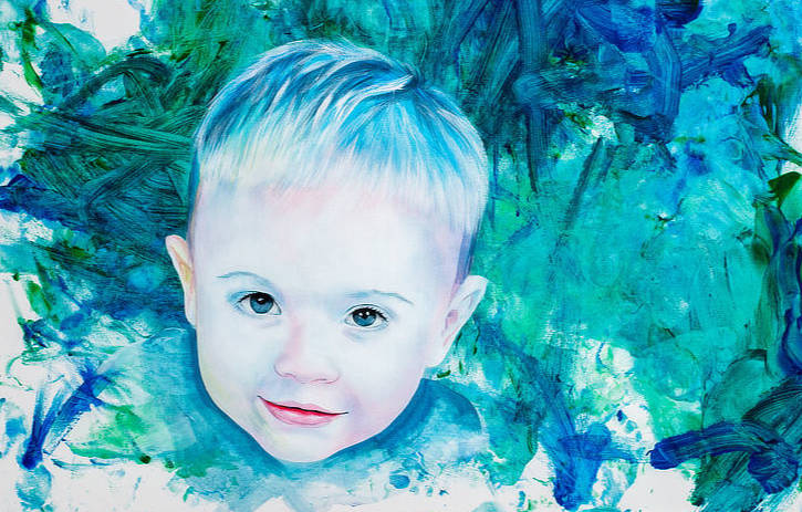 Beispielbild für ein mehrfarbiges Kinder-Klecks Portrait