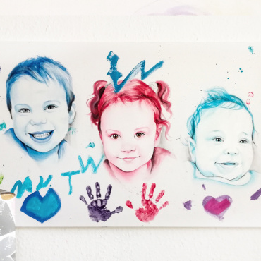 mehrfarbiges Kinder-Klecks Portrait